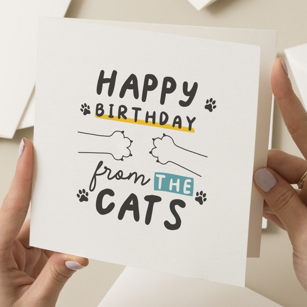 Cat Birthday Card, Birthday Card From The Cat, Cat Mum, Cat Dad, Pet Lover Card, Cat Parent Birthday Card, Happy Birthday Card From Cat