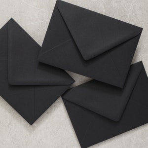 Jet Black Envelopes C6, 5x7 or C5 Ebony Invitation or RSVP Ebony