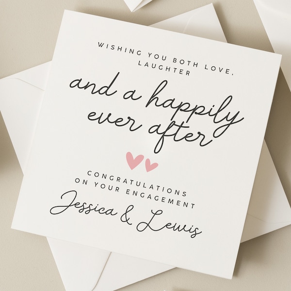 Carta di fidanzamento, Congratulazioni per la tua carta di fidanzamento, Carte di fidanzamento semplici, Carta del tuo fidanzamento, Per sempre felici e contenti, Amico, Famiglia
