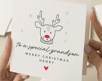 Personalised Christmas Card for Grandson, Grandson Christmas Card, Xmas Card To Grandson, Xmas Grandson, Special Grandson Christmas Card