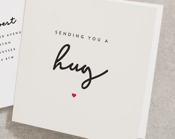 Sending You A Hug Card, Friendship Card, Pick Me Up Gift, Thinking Of You Card For Best Friend, Hug Card, Long Distance Hug Card TH028