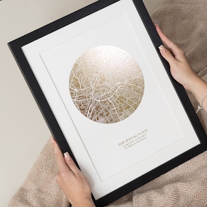 Framed Our Special Place Custom Map Print, Gold Foil Coordinates Print, Any Location, Engagement Gift, Housewarming Gift, Custom City Map,