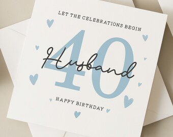 40th Birthday Card For Husband, Husband Fortieth Birthday Card, Husband 40th Birthday Gift, Happy 40th Birthday Card For Him