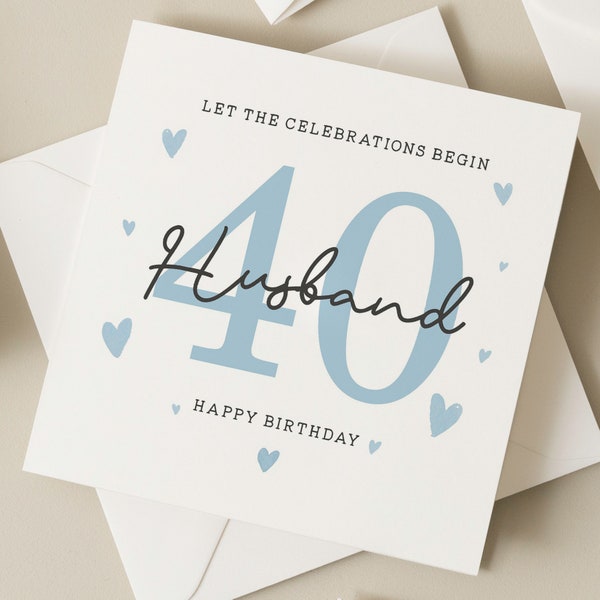 40th Birthday Card For Husband, Husband Fortieth Birthday Card, Husband 40th Birthday Gift, Happy 40th Birthday Card For Him