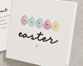 Biglietto di buona Pasqua, uovo di Pasqua, biglietto di Pasqua carino, biglietto di Pasqua acquerello, biglietto di Pasqua con uovo, biglietto di Pasqua colorato EC010