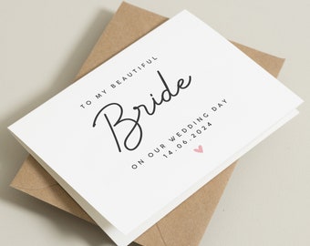 To My Bride On Our Wedding Day, Personalised Bride Wedding Day Card, To My Fiancée On Our Wedding Day, Personalised Bride Card, For Wife