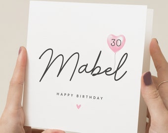 Carte personnalisée 30e anniversaire pour elle, carte joyeux 30e anniversaire, carte 30e anniversaire fille, cadeau 30e anniversaire pour soeur, ami