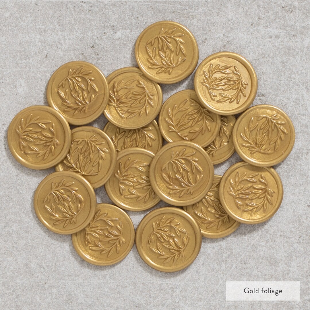 Gold 'foliage' Self Adhesive Wax Seal Stickers for Etsy