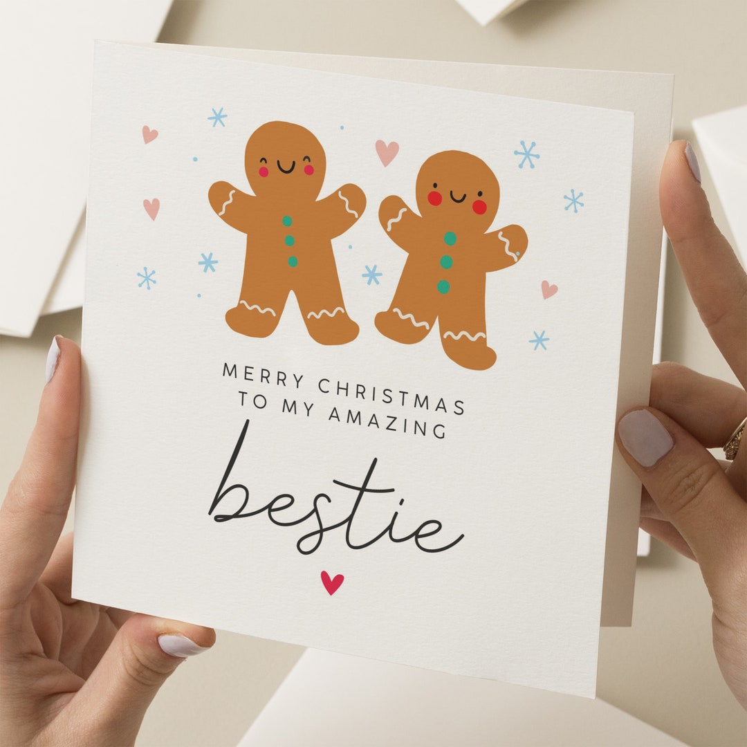 Best Friend Christmas Card, Christmas Card for Bestie, Gingerbread Christmas Card, Friends
