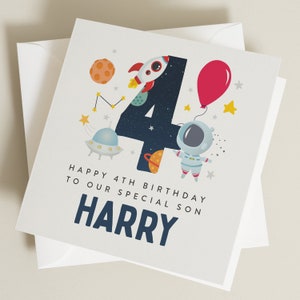4th Birthday Card For Son, Personalised Son 4th Birthday Card, Happy 4th Birthday Card For Son, Space Birthday Card For Boy BC1256