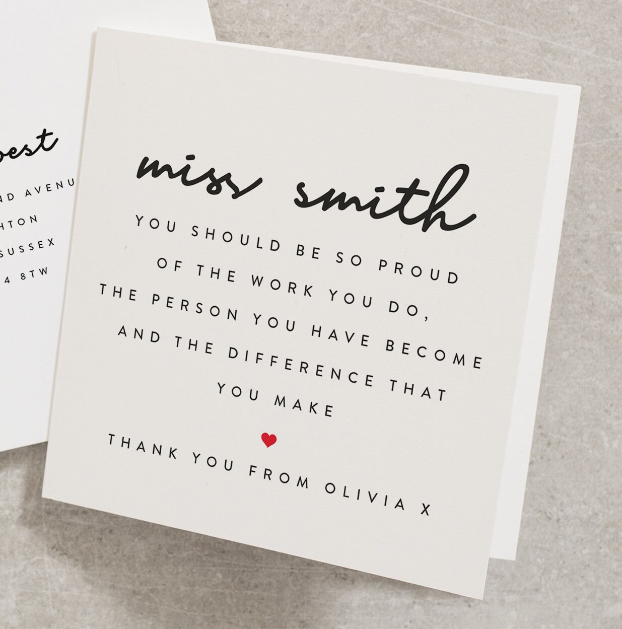 Teacher Thank You Card, May You Be Proud of the Work You Do Card, Tha…