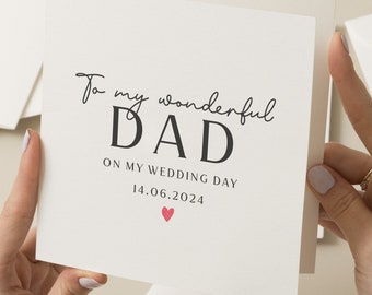 To My Dad On My Wedding Day Card, Personalised Wedding Card For Dad, Wedding Day Card To Dad, Thank You Parent On Our Wedding Day