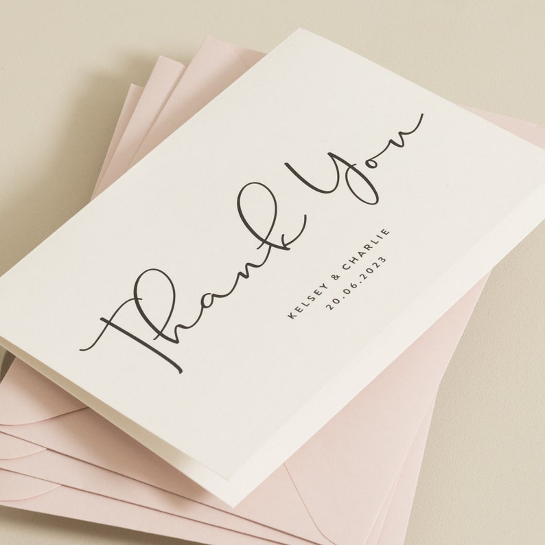 Thank You Card for Wedding With Envelopes Wedding Thank You - Etsy