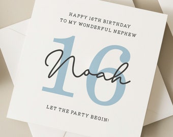 Sixteenth Birthday Card To Nephew, Personalised Birthday Card For Nephew, 16th Birthday Card For Nephew, Nephew 16th Birthday Gift