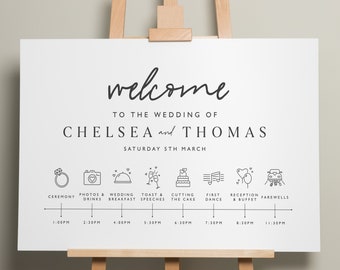 Minimalist Wedding Personalised Itinerary Print, Wedding Order Of The Day, Wedding Timeline Sign, Order of the day Sign 'Chelsea'