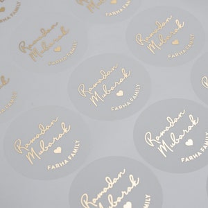 Ramadan Mubarak Stickers, Silver, Gold, Rose Gold, Ramadan Packaging, Islamic Foil Sticker, Personalised Ramadan Stickers, 37mm ST060