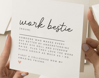 Work Bestie Card, Bestie Card, Bestie Card Birthday Card, Work Bestie Birthday Card, Birthday Card, Definition Card, Work Leaving Card