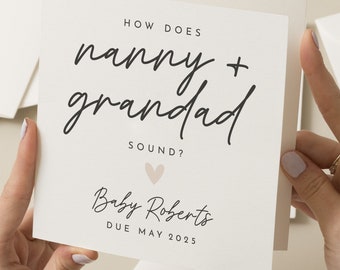 Grandparents To Be Pregnancy Reveal Card. How Does Nanny And Grandad Sound, Surprise Pregnancy Card For Mum And Dad, Pregnancy Announcement