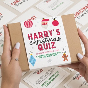 Christmas Advent Quiz Party Game, Personalised Christmas Stocking Filler, Christmas Advent Game, Christmas Eve Gift, Christmas Table Present White