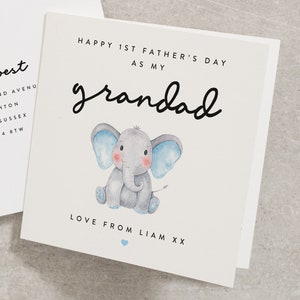 Baby Elephant 1st Fathers Day Card As My Grandad, Grandpa, Papa, Grandson 1st Fathers Day Card, Granddad First Fathers Day Card FD095