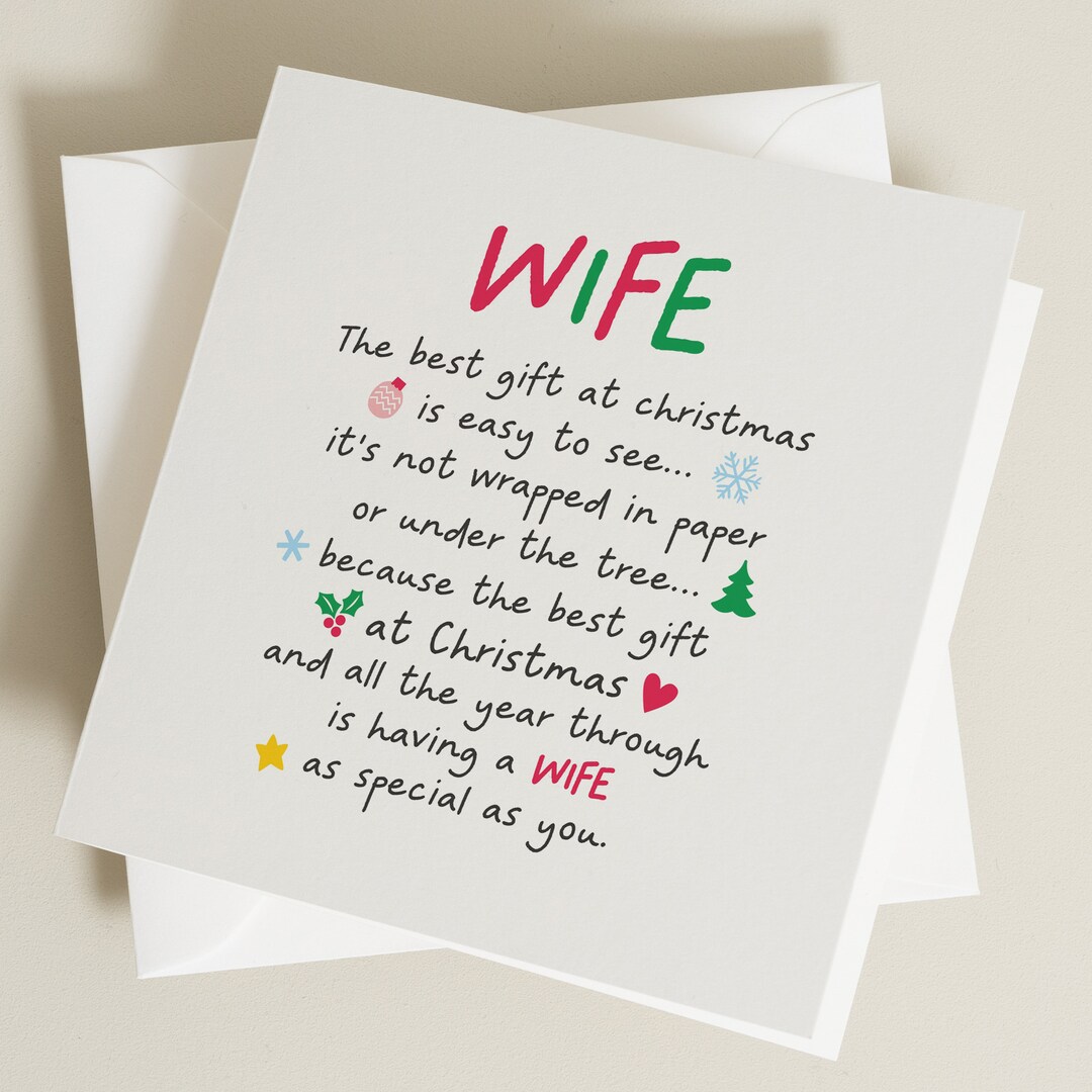 Wife Christmas Poem Card, Funny Personalised Christmas Card, Wife ...