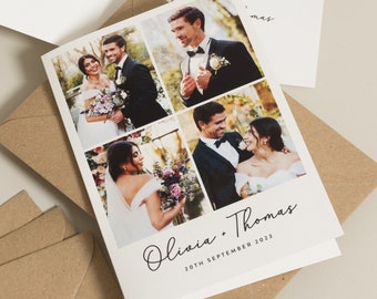 Multi Photo Wedding Thank You Cards, Pack of Thank You Card For Wedding, Personalised Wedding Thank You Cards With Photo, Script Wedding