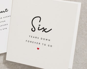 Husband 6th Anniversary Card, Six Years Anniversary Card For Boyfriend, 6 Years Anniversary Card, Happy 6 Years Anniversary Card AN102