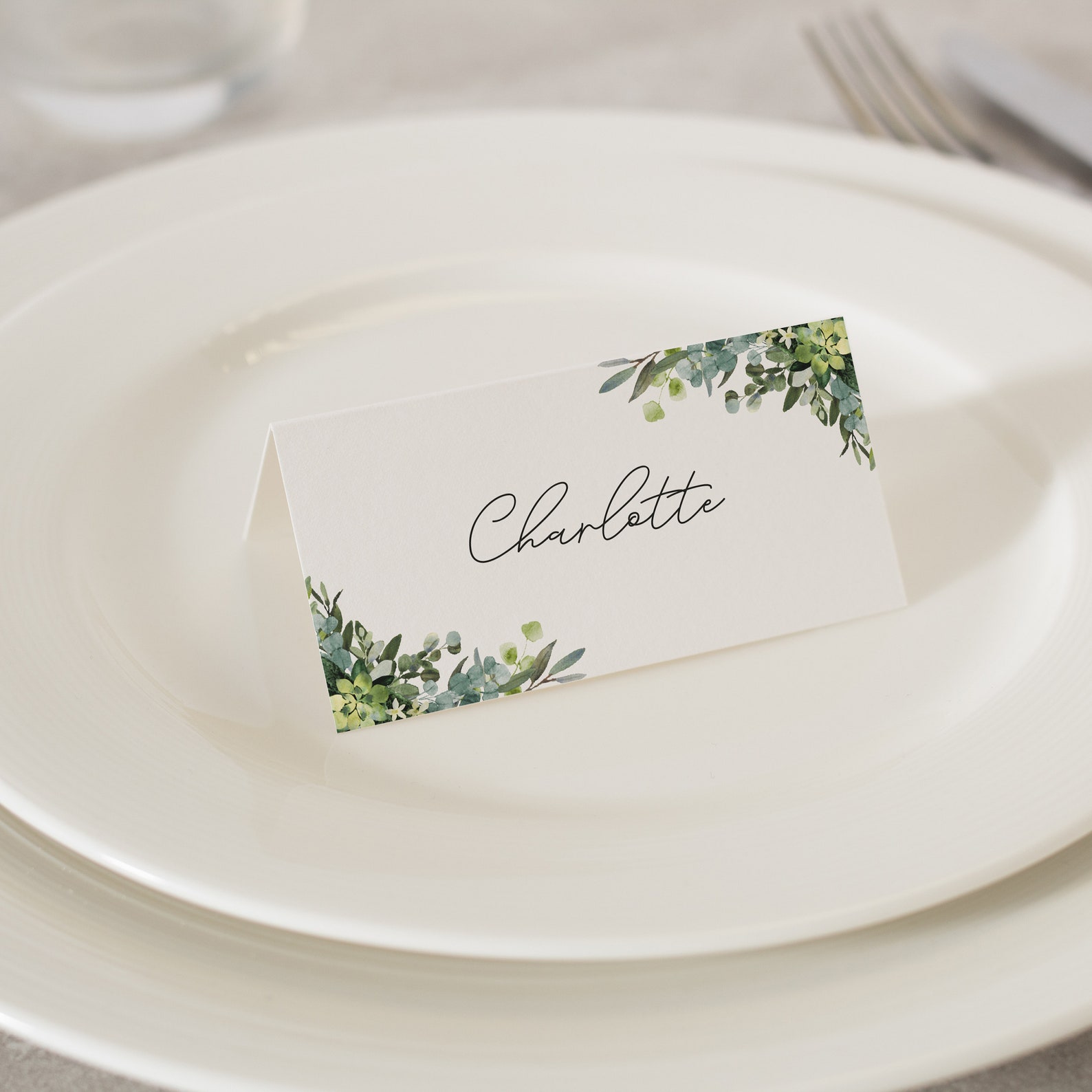 Green Place Cards Place Settings Greenery Place Card Floral Etsy UK