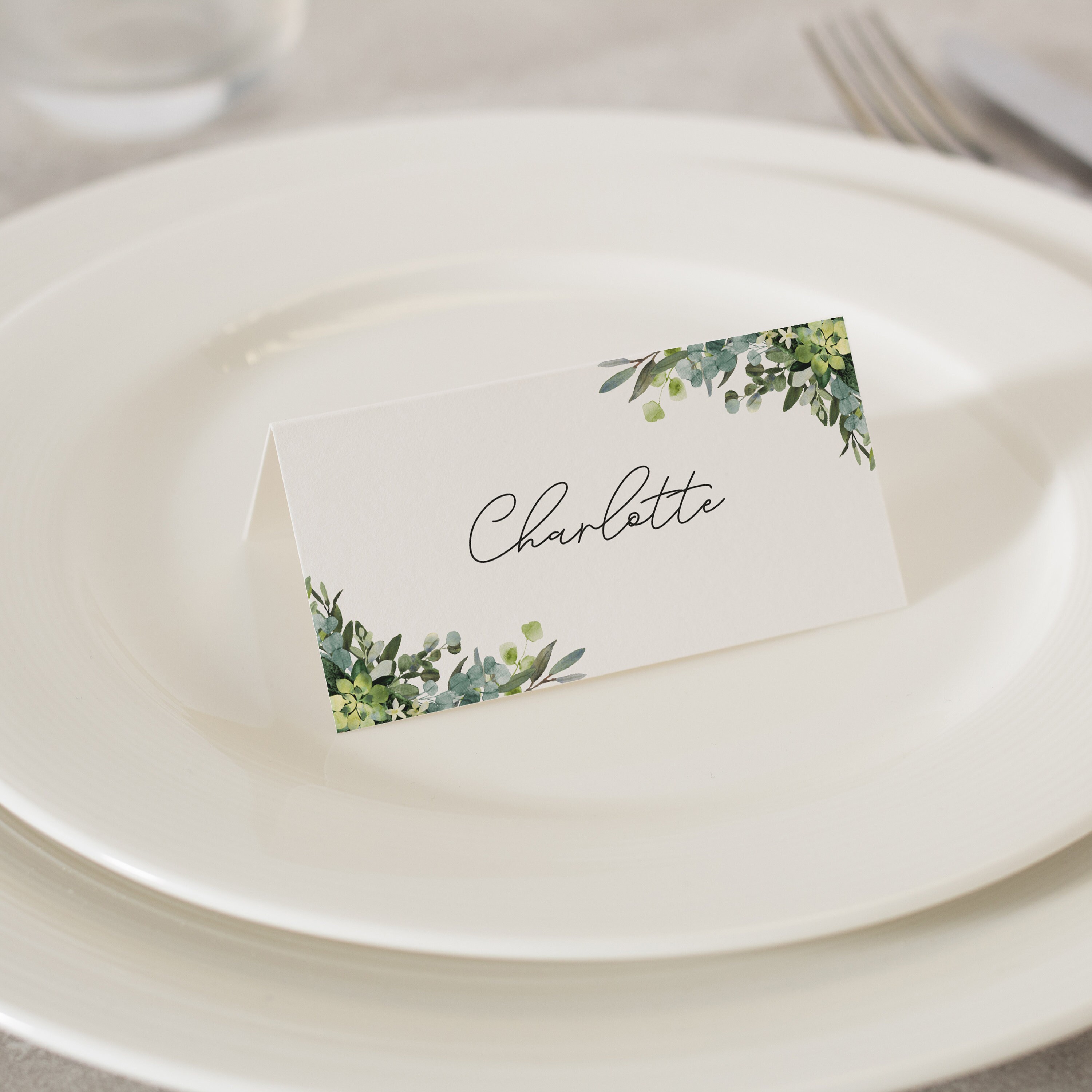 Green Place Cards Place Settings Greenery Place Card Floral Etsy UK