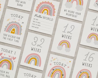 Pregnancy Milestone Cards, Pregnancy Announcement Cards, Milestone Cards, Pregnancy Announcement Cards, Rainbow Milestone Cards, Mum To Be