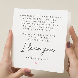 Tarjeta de cumpleaños para novio, tarjeta de cumpleaños personalizada con poema para pareja, tarjeta de feliz cumpleaños para novia, tarjeta de cumpleaños para él imagen 1