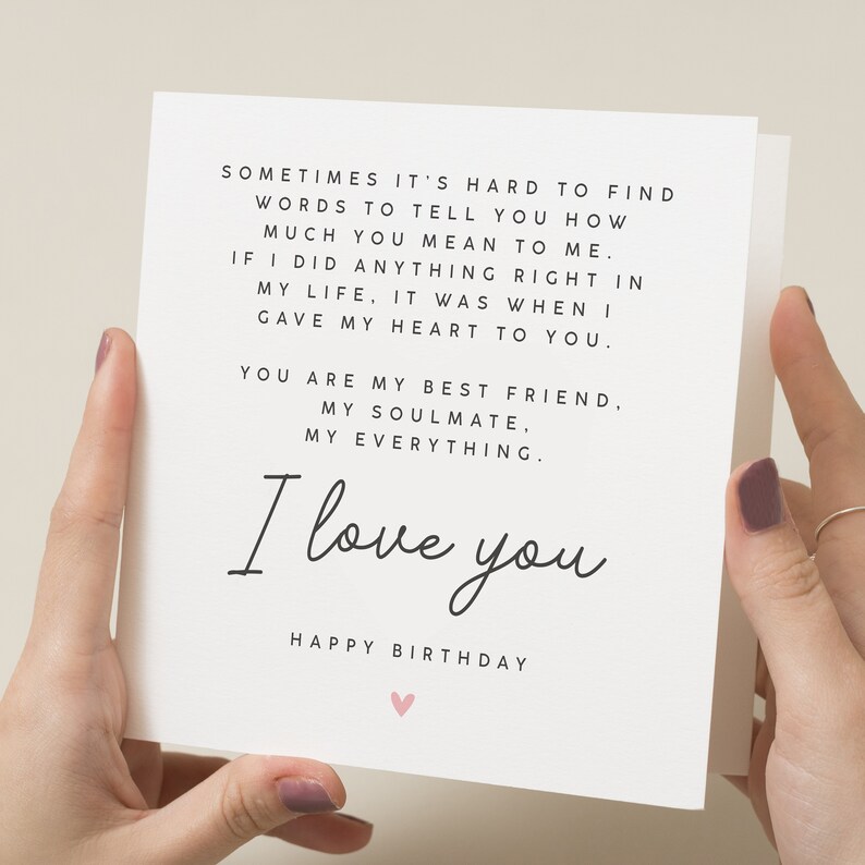 Tarjeta de cumpleaños para novio, tarjeta de cumpleaños personalizada con poema para pareja, tarjeta de feliz cumpleaños para novia, tarjeta de cumpleaños para él imagen 1