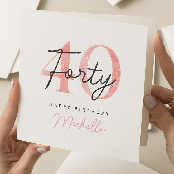 Personalised 40th Birthday Card For Wife, Happy Fortieth Birthday Card, Mummy 40th Birthday Card, 40th Birthday Gift For Sister, Friend
