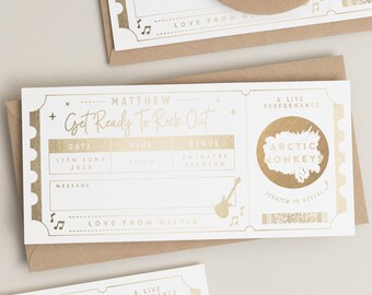 Personalised Gig Gift Voucher, Personalised Gig Ticket, Birthday Gift Ticket, Foil Memorabilia Ticket, Birthday Gift Voucher, Music Ticket