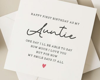 Carte de premier anniversaire en tant que tante, carte d'anniversaire poème pour tante, premier anniversaire en tant que tante, joyeux anniversaire tante, cadeau d'anniversaire de bébé