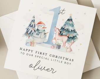 Happy 1st Christmas Card, Son First Christmas, Personalised Christmas Card For Baby Boy, First Christmas Card, Baby's 1st Christmas Gift