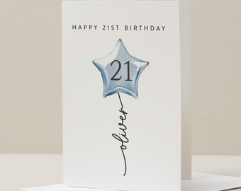21st Birthday Card For Man, For Son, Happy Twenty First Birthday Card, Personalised Birthday Card, 21st Birthday Card Husband, Friend