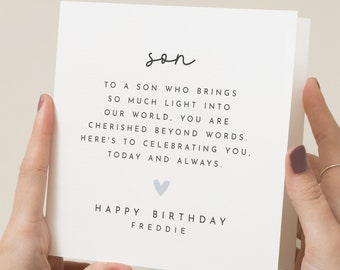 Tarjeta de cumpleaños personalizada para el hijo, tarjeta de cumpleaños del hijo del poema, tarjeta de cumpleaños del hijo, regalo de cumpleaños del hijo, hijo feliz cumpleaños, el mejor hijo, al hijo