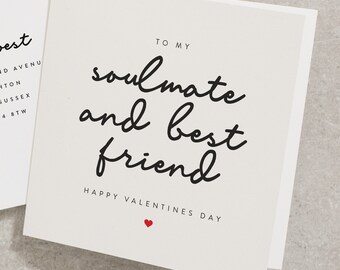 Soulmate Best Friend Valentines Day Card, Galentines Day Card For Your Bestie, Girlfriend, Boyfriend Valentines Greeting Card VC092