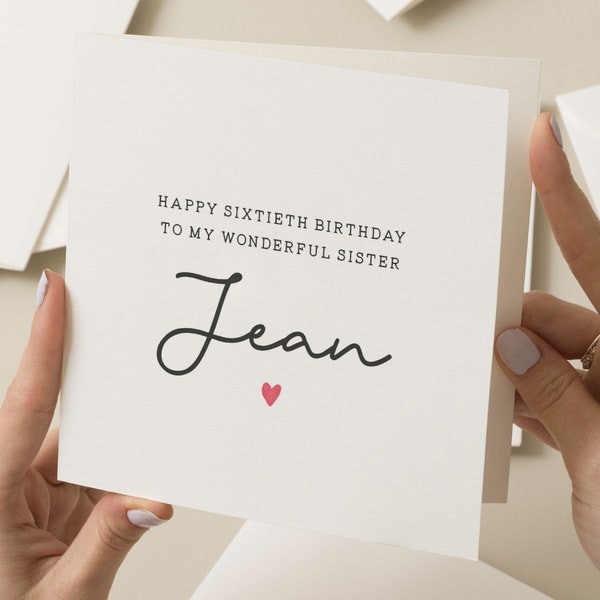 Personalised 60th Sister Birthday Card, Birthday Card For Sister, 60th Birthday Gift For Sister, Sixtieth Card For Sister, Sister 60th Gift