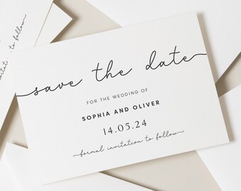 Modern Save Our Date Wedding, Minimalist Save The Date Cards, Simple Save The Dates, Wedding Cards With Envelopes