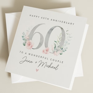 Personalised 60th Anniversary Card For Husband, Diamond Wedding Anniversary Card, Anniversary Card For Wife, Anniversary Gift For Wife