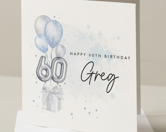 60th Birthday Card For Him, For Husband, Personalised Birthday Card, Happy Sixtieth Birthday Card, 60th Birthday Card Brother, Uncle, Friend