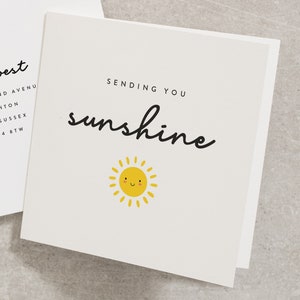 Sending You Sunshine Card, Hug Card, Thinking of You Card, Cheering Up Card For Best Friend, Cute Long Distance Card For Bestie TH023