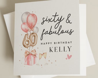 Personalised 60th Birthday Card For Friend, Sixtieth Birthday Mum Card, Happy Birthday Mum, 60th Birthday Gift, Mother, Grandma, Nan, Sister