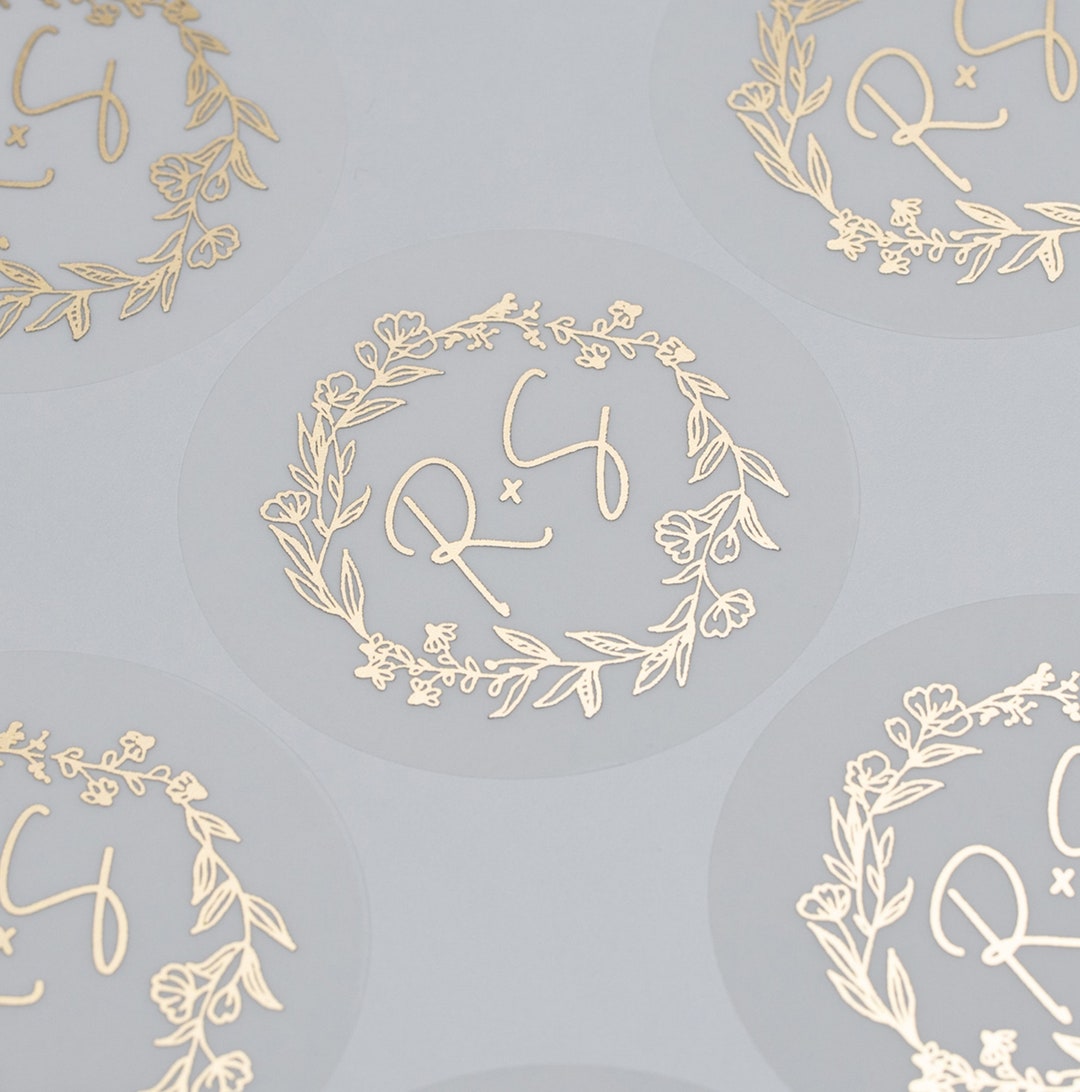 Envelope Seals, Wedding Invitation Stickers, Initial Stickers for Weddings, Personalised, Foil