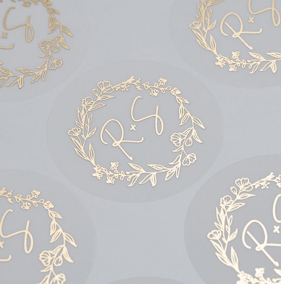 Wedding Stickers, Initial Stickers for Wedding, Personalised, Foil