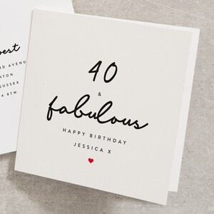 Personalised 40th Birthday Card, Fabulous And 40 Birthday Card, 40th Birthday Card For Her, Fabulous And Forty, Fabulous At 40 BC546