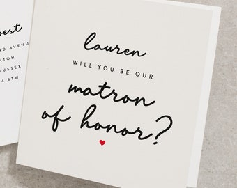 Personalised Will You Be My Matron Of Honour, Will You Be My Matron Of Honor Card, Wedding Card, Matron Of Honor Proposal Card WY079