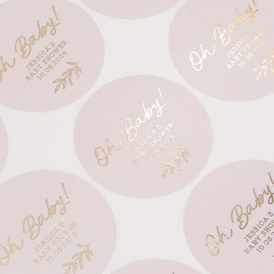 Oh Baby Stickers Personalised Baby Shower Stickers Pink Etsy